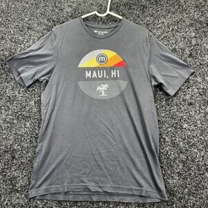 Travis Mathew Maui HI Graphic T-Shirt Mens Medium Gray Pima Cotton Short Sleeve